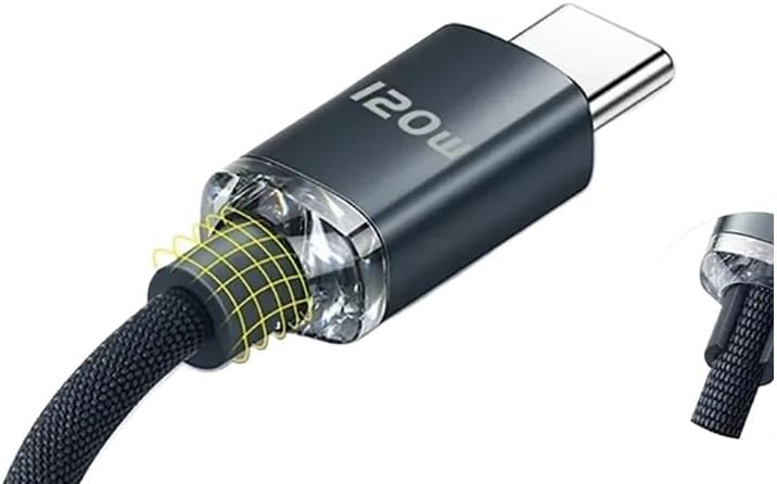 كابل USB C 120 واط 6 أمبير سريع الشحن كابل بيانات 1 متر لون بنفسجي للنوع C - Image 3